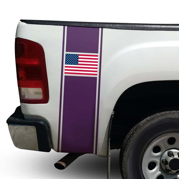 American USA Flag Racing Stripes Rear Truck Bed Vinyl Decal Sticker Sport Lines Styling Straight Lines Compatible with Most Pickup Trucks - Back Graphic Sporting (11" x 35", Light Red)