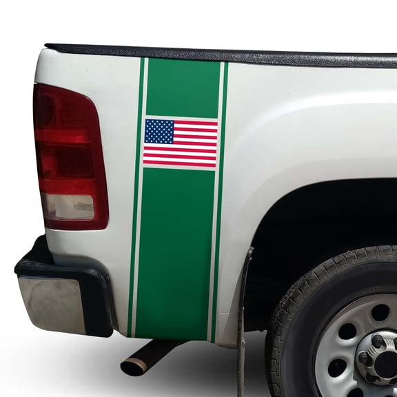 American USA Flag Racing Stripes Rear Truck Bed Vinyl Decal Sticker Sport Lines Styling Straight Lines Compatible with Most Pickup Trucks - Back Graphic Sporting (11" x 35", Blue)