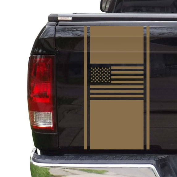 American USA Flag Racing Stripes Truck Tailgate Vinyl Decal Sticker Sport Lines Styling Straight Lines Compatible with Most Pickup Trucks Back Graphic Sporting (11" x 25", Light Brown)