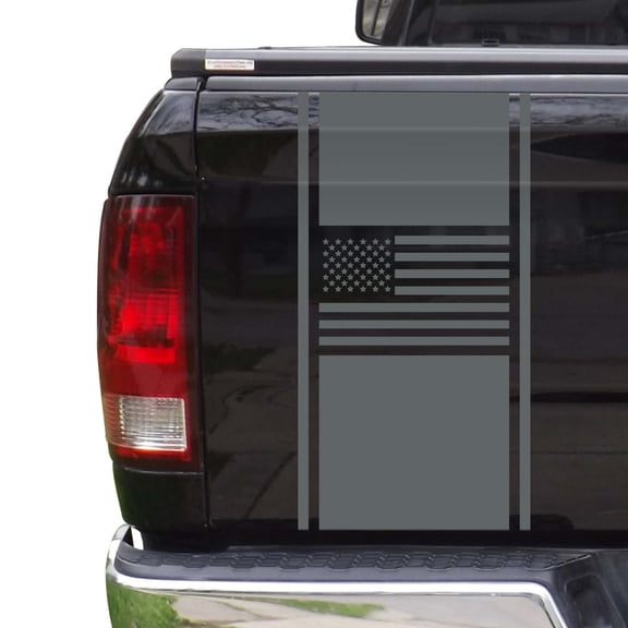 American USA Flag Racing Stripes Truck Tailgate Vinyl Decal Sticker Sport Lines Styling Straight Lines Compatible with Most Pickup Trucks Back Graphic Sporting (11" x 25", Gray)