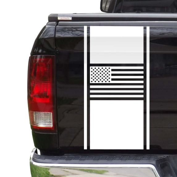 American USA Flag Racing Stripes Truck Tailgate Vinyl Decal Sticker Styling Straight Lines Sport Lines Compatible with Most Pickup Trucks Back Graphic Sporting (11" x 25", Matte White)