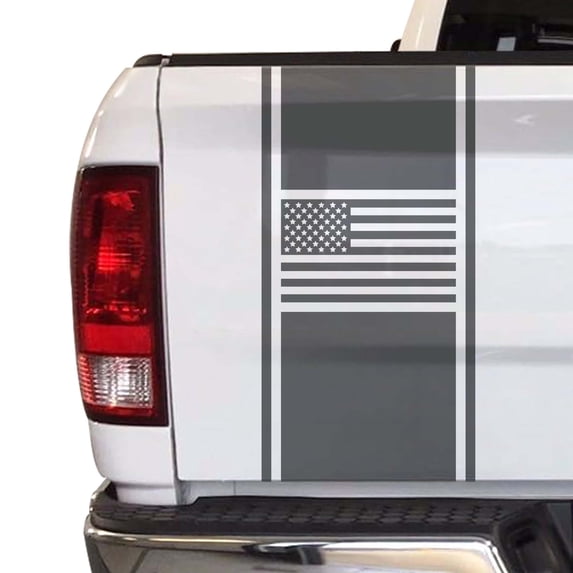 American USA Flag Racing Stripes Truck Tailgate Vinyl Decal Sticker Styling Straight Lines Sport Lines Compatible with Most Pickup Trucks Back Graphic Sporting (11" x 25", Dark Gray)