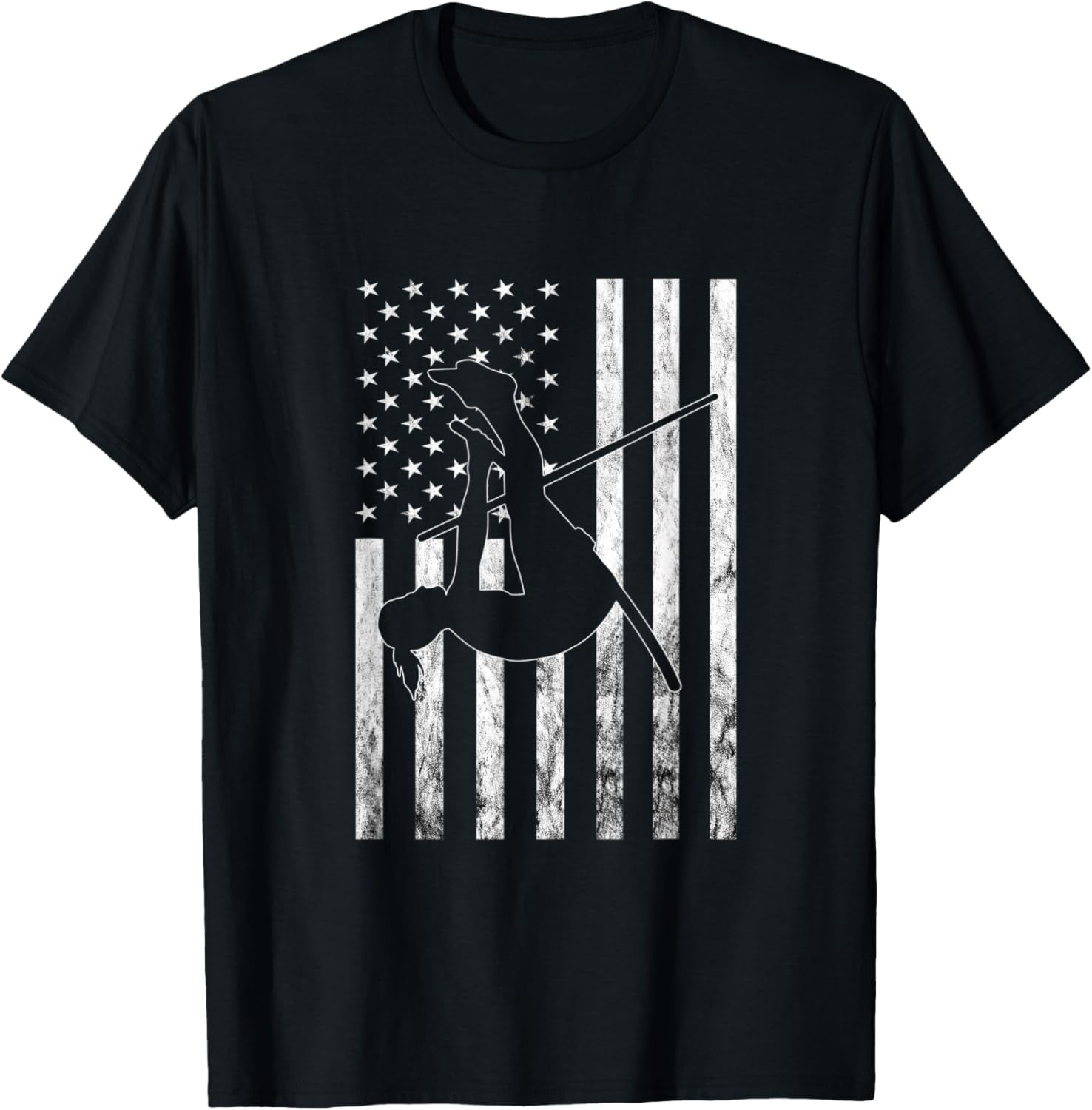 American USA Flag Track And Field High Jumping Pole Vault TShirt