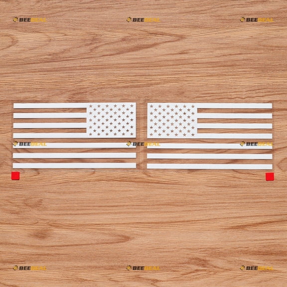American USA Flag Vinyl Decal Sticker - Mirror Image Reversed - Pair Matte White 6 Inches - No Background for Car Truck Boat