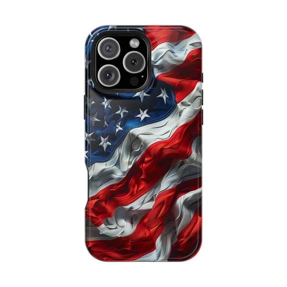 American USA Flag Wave Vintage Design Case for iPhone 17 11 12 13 14 15 16 Pro Max