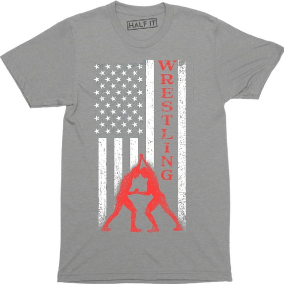 American USA Flag Wrestling Sports Fight Men's Game Victory Casual Tee