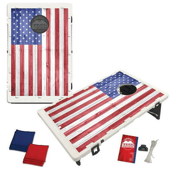 American USA Wood Texture Flag Portable 2x3 Bean Bag Toss Cornhole Style Game by BAGGO