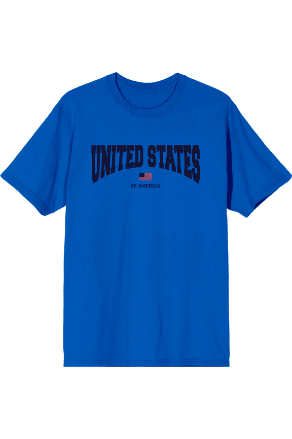 American United States Of America Flag Blue Men's Crew Neck Short Sleeve Tee-3XL