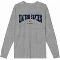 thumbnail image 1 of American United States Of America Flag Heather Gray Adult Crew Neck Long Sleeve Tee-XL, 1 of 3
