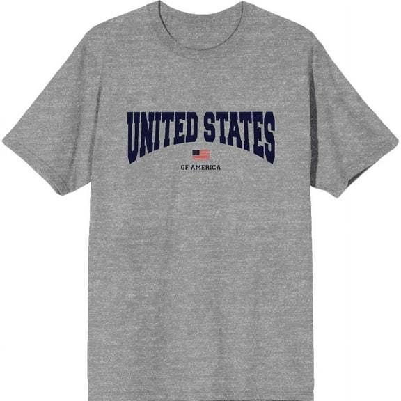 American United States Of America Flag Heather Gray Men's Crew Neck Short Sleeve Tee-Medium