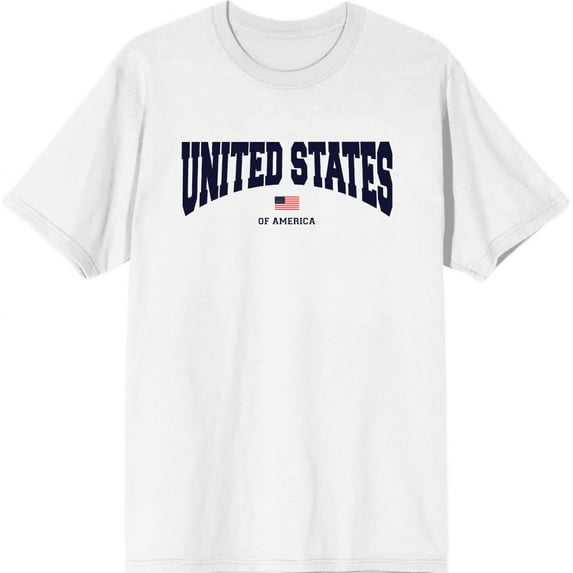 American United States Of America Flag Men's White Crew Neck Short Sleeve Tee-XS