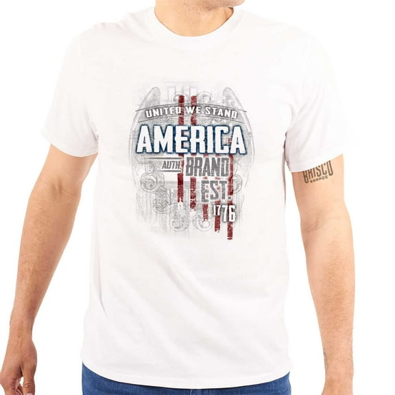 American United We Stand Emblem Men's Graphic T Shirt Tees Brisco Brands L