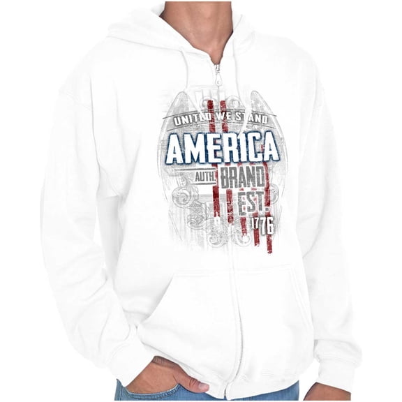 American United We Stand Emblem Zip Up Hoodie Men's Women's Brisco Brands X