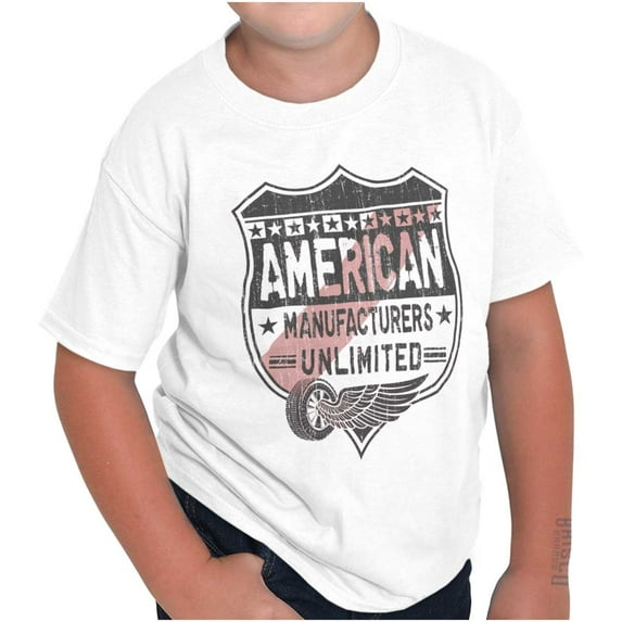 American Unlimited Car Manufacturers Crewneck T Shirts Boy Girl Teen Brisco Brands XS