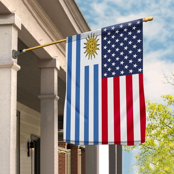 USA Uruguay Friendship Memorial Day Patriotic Uruguayan House Flag, Double-Sided Outdoor Yard Decor 29.5 x 39.5 Inch