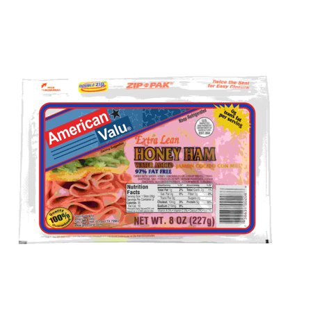 American Valu, Extra Lean Honey Ham, Sliced, Refrigerated 8 oz Plastic Pouch
