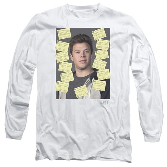 American Vandal & Detention Adult 18-1 Long Sleeve T-Shirt, White - Small