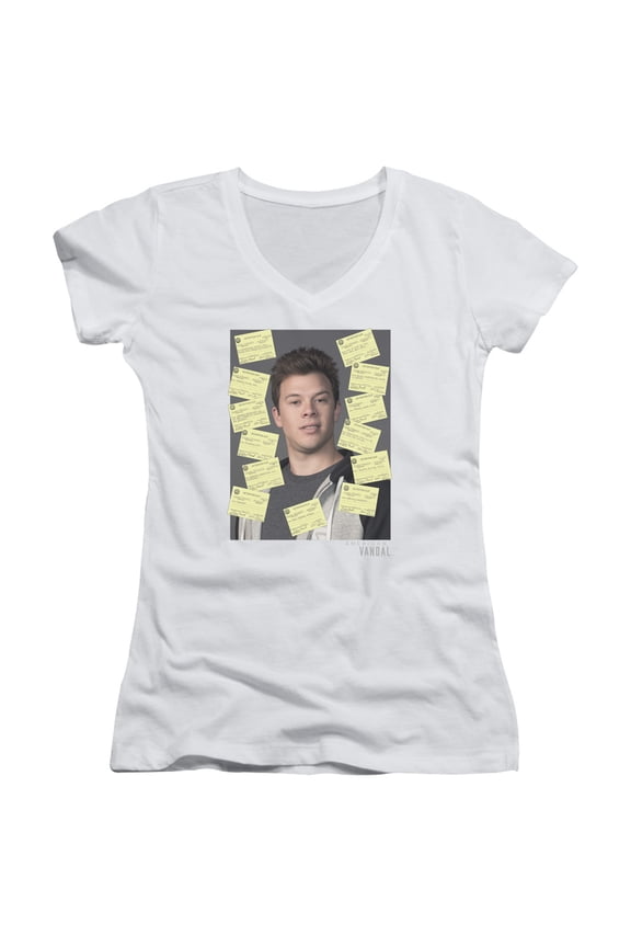 American Vandal Detention Junior Women's V-Neck T-Shirt White