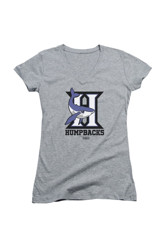 American Vandal Humpbacks Junior Women's V-Neck T-Shirt Athletic Heather