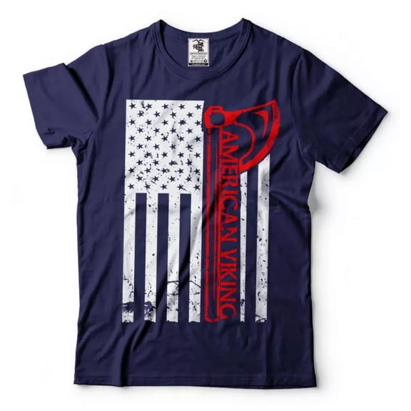 American Viking Shirt Usa America Vikings Shirt Viking Axe Norse Warrior Tee Unisex S-5XL Hot Trending Shirt, Vintage Birthday Gift