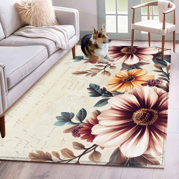 American Vintage Flowers Washable Area Rug 3x5 111 Country Style Retro ...