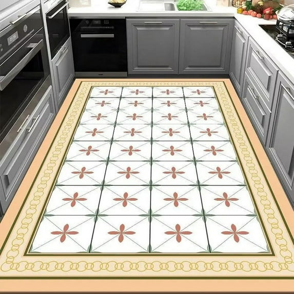 American Vintage Kitchen Rug for Waterproof and Oil Proof Home Decor Living Room Bathroom Entrance Long Area Carpet Non Slip Mat