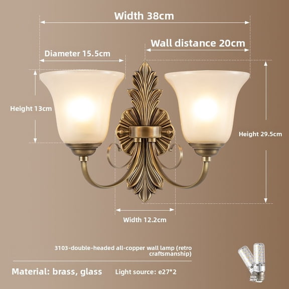 American Vintage Wall Lamp, French Luxury LED Bedroom Bedside & Living Room, Full Copper Stairway & Corridor Lighting, European Mid-Century Style