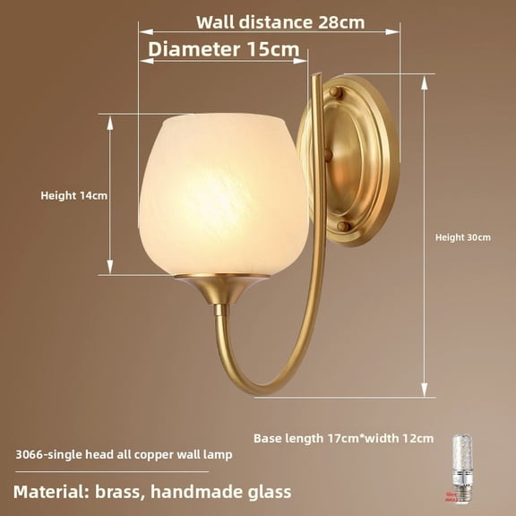 American Wall Lamp, Full Copper LED Bedroom Bedside & Living Room, French Luxury European Vintage Style, High-End Master Bedroom Wall Lighting