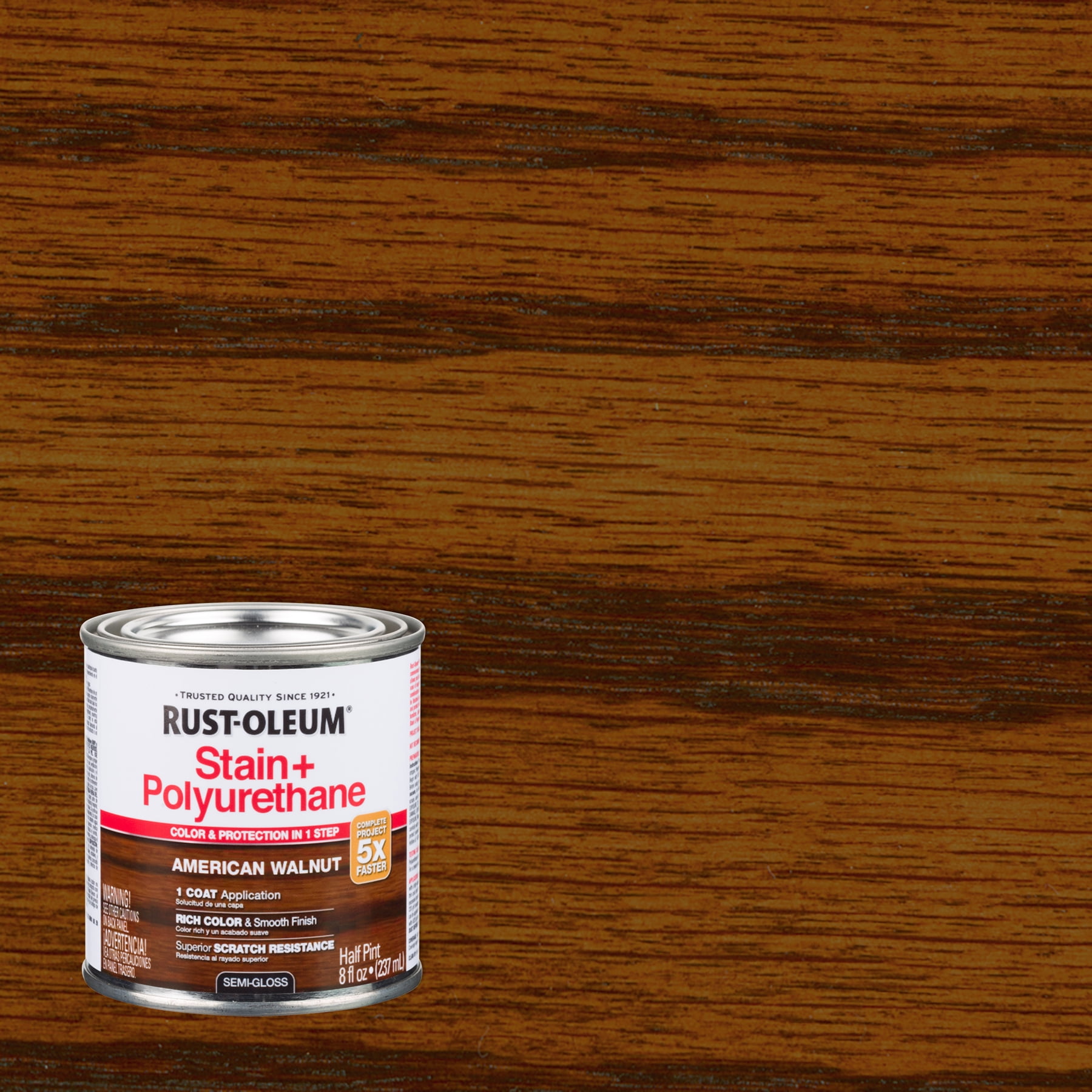 American Walnut, RustOleum Stain + Polyurethane SemiGloss 330062, Half Pint