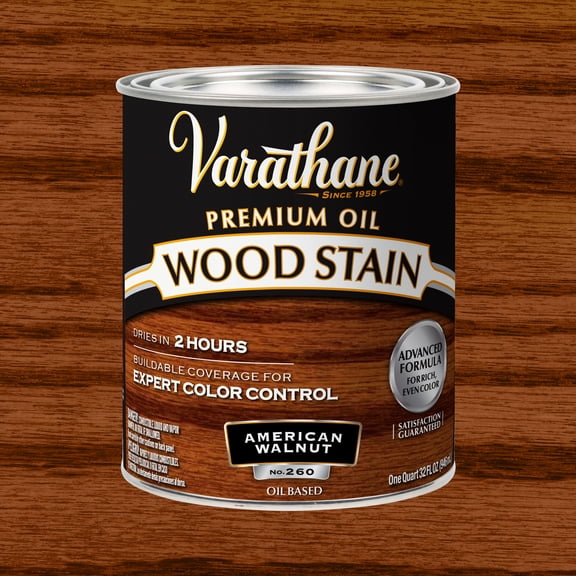 American Walnut, Varathane Premium Oil-Based Interior Wood Stain-211727H, Quart