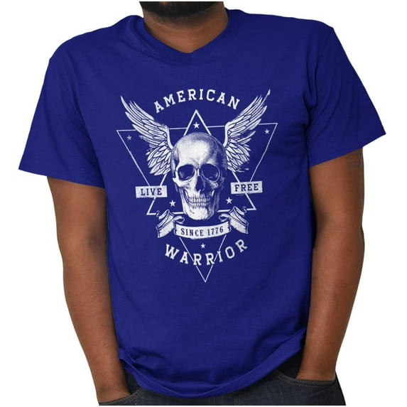 American Warrior Skull Wings Freedom Plus Size Crewneck Graphic Tee Shirt Brisco Brands 5X