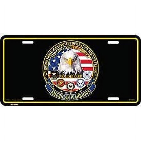 American Warriors License Plate, Patriotic and Military Gifts Plate - 6" X 12"