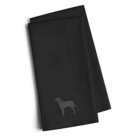 Black Embroidered Kitchen Towel Set of 2