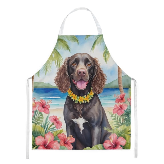 American Water Spaniel Luau Apron 27 in x 30 in