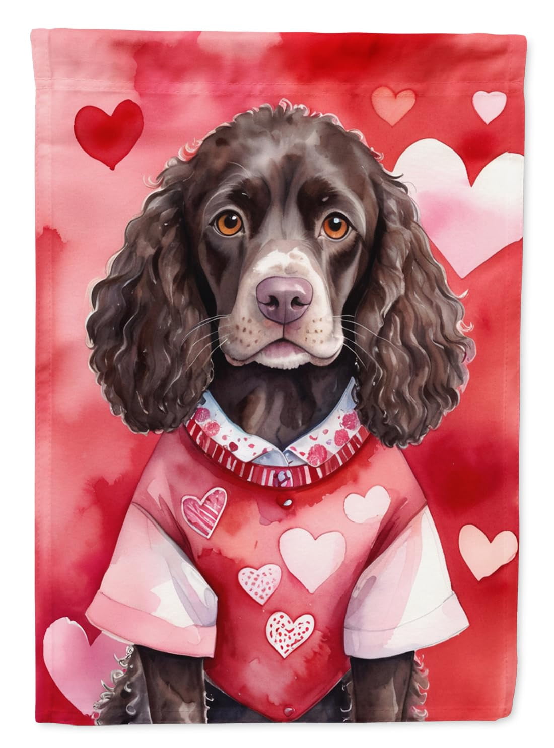 Caroline's Treasures DAC5266CHF American Water Spaniel My Valentine House Flag Large Porch Sleeve Pole Decorative Outside Yard Banner Artwork Wall Hanging, Polyester, House Size, Multicolor