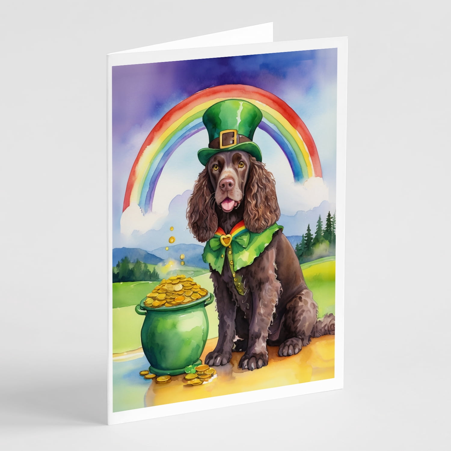 American Water Spaniel St Patrick's Day Greeting Cards Pack of 8 7 in x 5 in