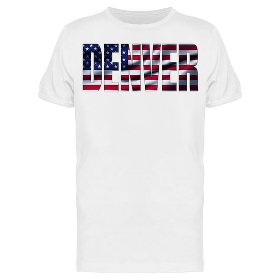 American Waving Flag Denver T-Shirt Men -Image by Shutterstock, Male XX-Large