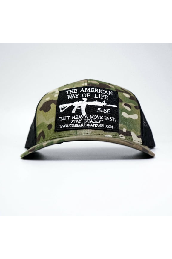 American Way Of Life 5.56 Black Patch Edition Mid-Profile Mesh Snapback Multicam / Black