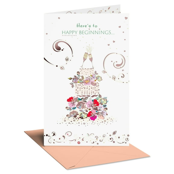 American Greetings Wedding Card for Bride and Groom (Happy Beginnings and Forever Love)