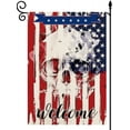 thumbnail image 1 of American Welcome Halloween Skull Garden Flag Vertical Double Sided Patriotic Flag, US Small Flag House Yard Lawn Decor, 1 of 5