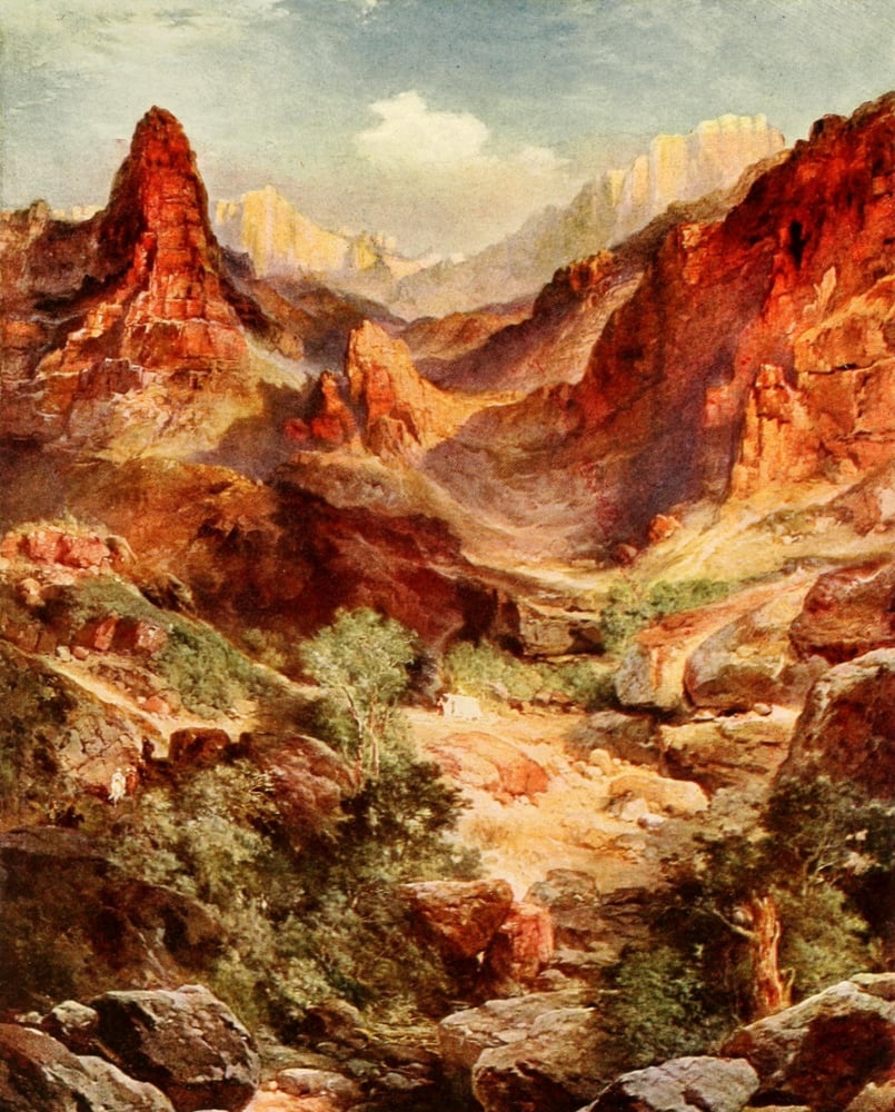 American West 1912 Bright Angel Trail Grand Canyon Canvas Art - T Moran (24 x 36)