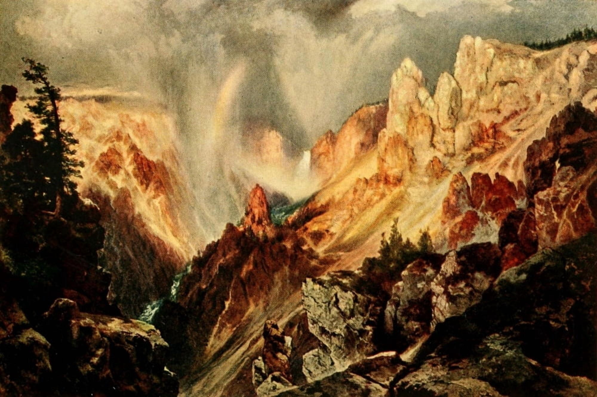 American West 1912 Canyon of Yellowstone River Canvas Art - T Moran (24 x 36)