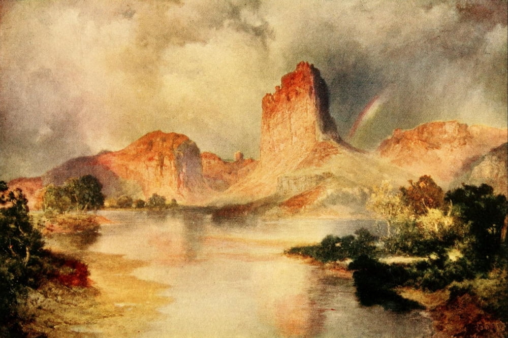 American West 1912 Cliffs of Green River Utah Canvas Art - T Moran (24 x 36)