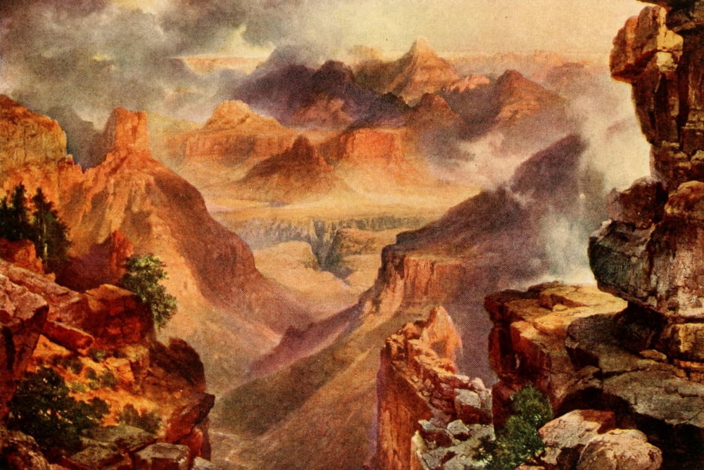 American West 1912 Glympse of the Grand Canyon Canvas Art - T Moran (24 x 36)