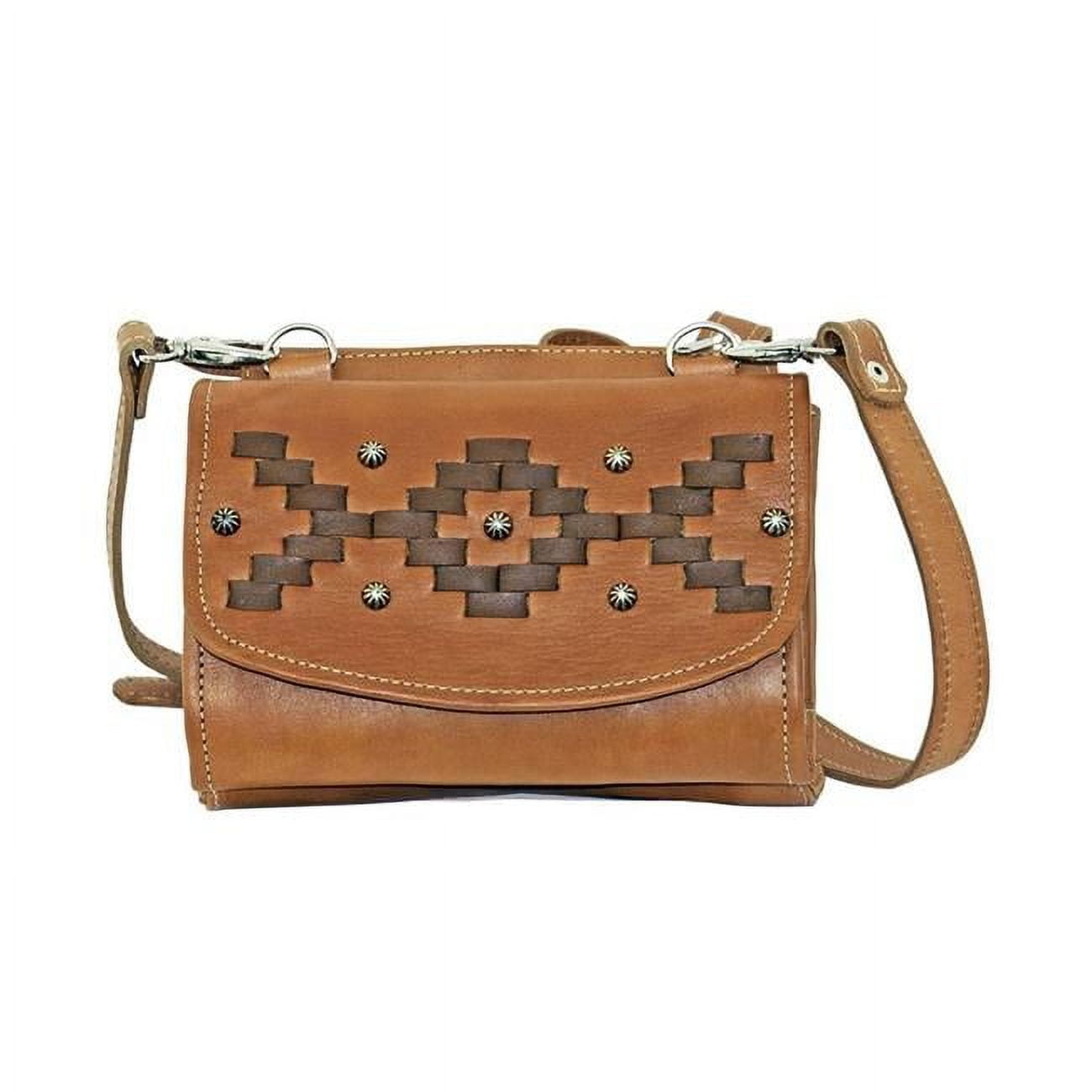 American West 4415982 Tribal Weave Small Crossbody Bag Wallet Golden Tan