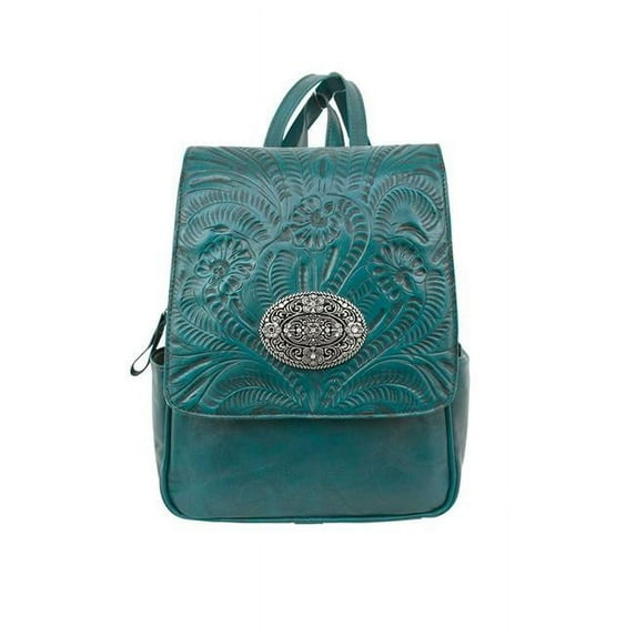American West 7316555 Lariats & Lace Backpack with Zipper Closure & Tooled Flap, Dark Turquoise
