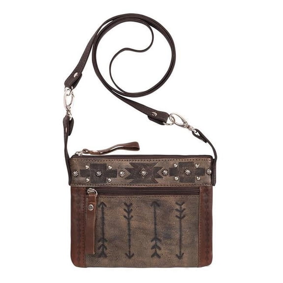 American West 9383884 Trail Rider Hip & Crossbody Bag, Distressed Charcoal Brown & Chestnut Brown