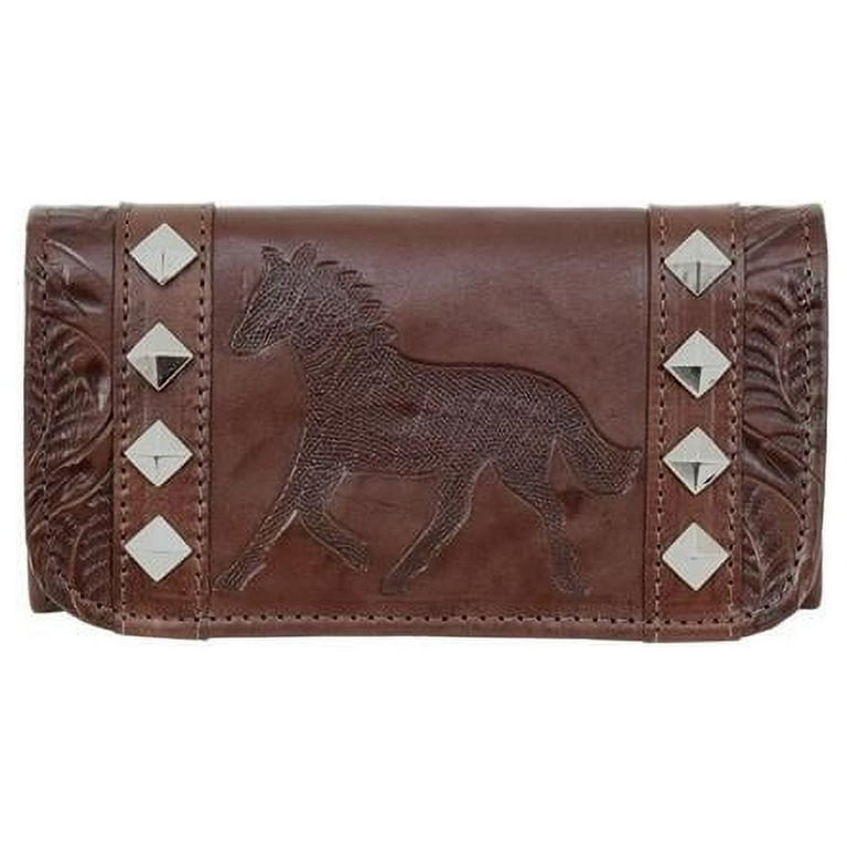 American West Hitchin' Post Leather Tri-fold Wallet (Brown