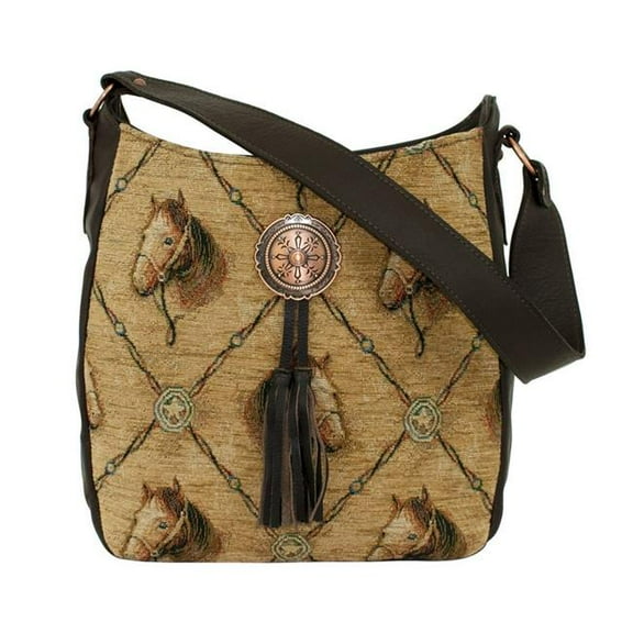 American West 9540331 Bits & Bridle Soft Zip Top Shoulder Hobo, Chocolate
