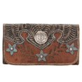 thumbnail image 1 of American West Desert Wildflower Ladies' Tri-Fold Wallet Handcrafted Leather, 1 of 2